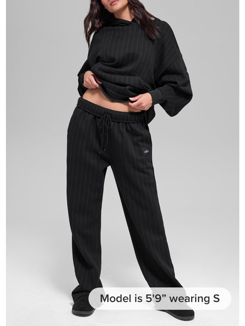 ALO Yoga straight leg sweatpants-Black/white Pinstripe